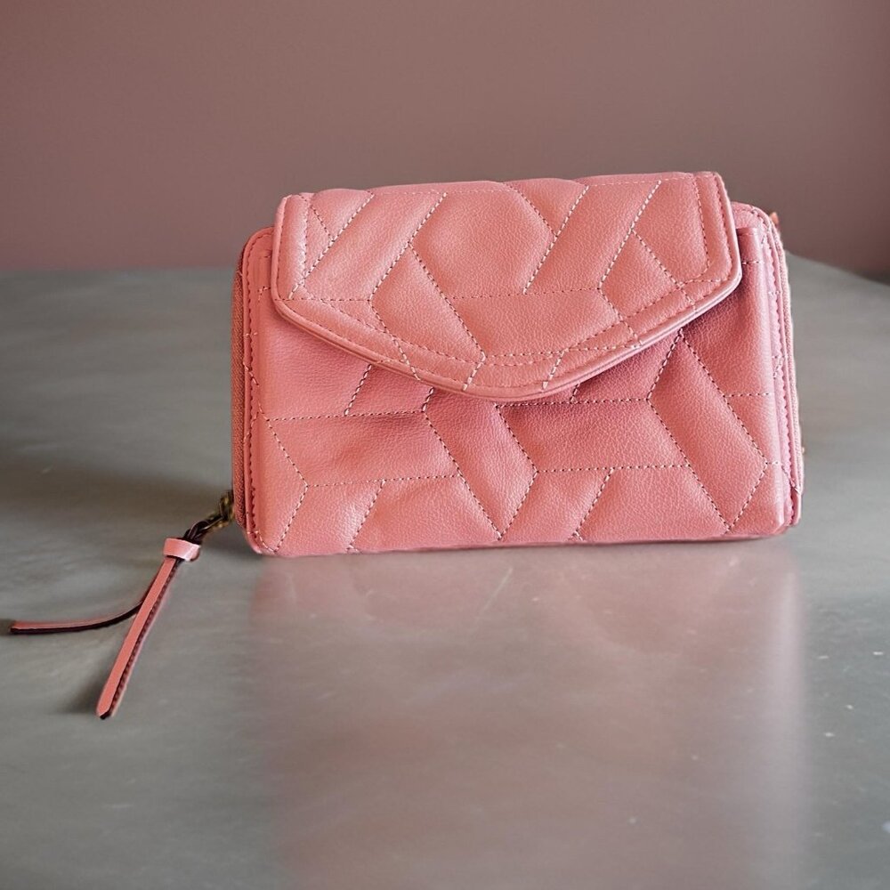 Sonoma Quilted Crossbody Wallet in Coral Pink
